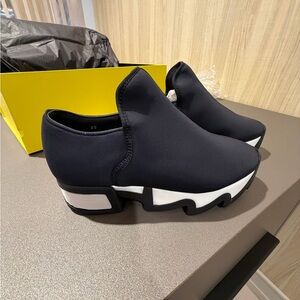 IRI Black Slip-On Platform Sneakers for Women